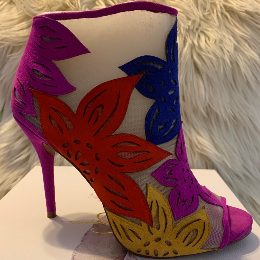 Open toe multi color booties